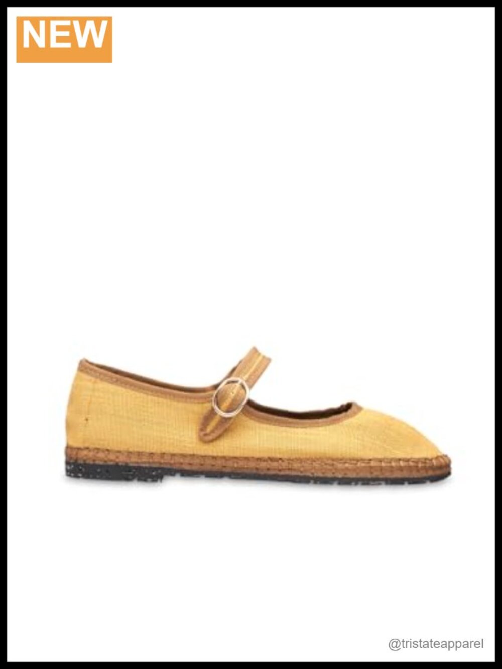 Alessia Mary Jane Flats with Linen Upper and Rubber Sole